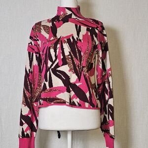 A Love Story Womens Mock Neck Multi Colored Sweater SZ S